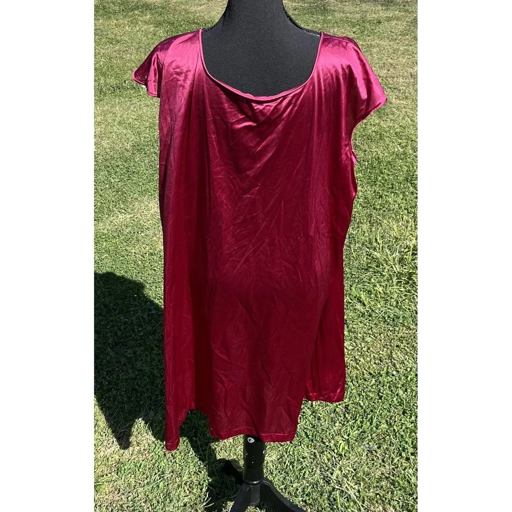 Vintage JCPenney Nightgown Robe Set Womens XXL Burgundy Embroidered Made USA 90s